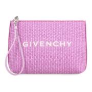 Rieten Clutch met Leren Details Givenchy , Pink , Dames