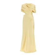 Eco-Satin Cross-Over Maxi Jurk Stella McCartney , Yellow , Dames