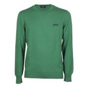 Groene Katoenen Ronde hals Sweater met Blauw Logo A.p.c. , Green , Her...