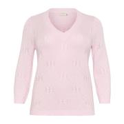 Zachte Gebreide Trui Lila Sneeuw Kaffe Curve , Pink , Dames