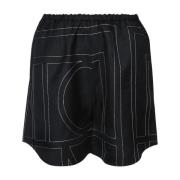 Zijden Monogram PJ Shorts TotêMe , Black , Dames