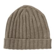 Kasjmier Ribgebreide Beanie Hoed in Beige Hindustrie , Beige , Heren