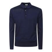 Blauw Katoenen Poloshirt Lange Mouw John Smedley , Blue , Heren