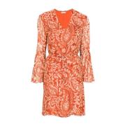 Bruine Multicolor V-Hals Jurk Liu Jo , Orange , Dames