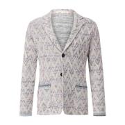 Chevron Gebreide Blazer met Linnen Maurizio Baldassari , Beige , Heren