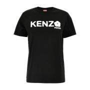 Zwart Logo Print Ronde Hals T-shirt Kenzo , Black , Dames