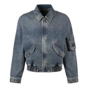 Denim Jack met Logo Patch en Zakken Dolce & Gabbana , Blue , Heren