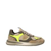 Suède sneakers in legergroen en geel Philippe Model , Beige , Heren