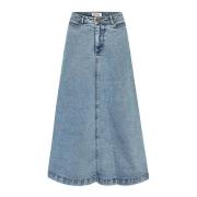 Maxi Rok in Blauw Denim Lollys Laundry , Blue , Dames