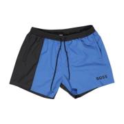 Blauwe Bedrukte Zwemshorts Hugo Boss , Blue , Heren