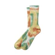 Geribbelde Tie Dye Crew Sokken RoToTo , Multicolor , Heren