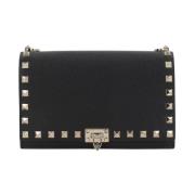 Zwarte leren schoudertas met metalen studs Valentino Garavani , Black ...