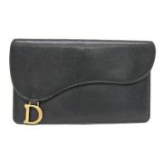 Pre-owned Leather wallets Dior Vintage , Black , Dames