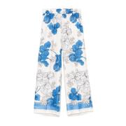 Blauwe broek met bloemenprint en elastische tailleband P.a.r.o.s.h. , ...