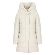 Ivoor Gewatteerde Parka met Capuchon Woolrich , Beige , Dames