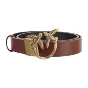 Leren Love Birds Gesp Riem Pinko , Brown , Dames