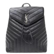 Pre-owned Leather backpacks Saint Laurent Vintage , Black , Dames