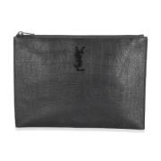 Pre-owned Leather clutches Yves Saint Laurent Vintage , Black , Dames