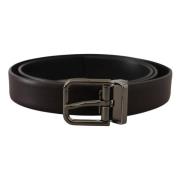 Elegante donkerbruine leren riem Dolce & Gabbana , Brown , Heren