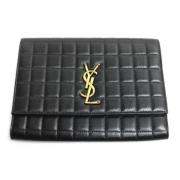 Pre-owned Leather clutches Yves Saint Laurent Vintage , Black , Dames