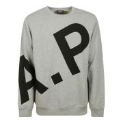 Grijze Katoenen Logo Print Sweatshirt A.p.c. , Gray , Heren