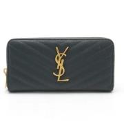 Pre-owned Leather wallets Yves Saint Laurent Vintage , Black , Dames