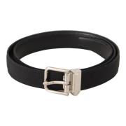 Elegante zwart canvas en leren riem Dolce & Gabbana , Black , Heren