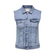 Denim Vest voor Stijlvolle Outfits Only Carmakoma , Blue , Dames