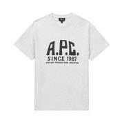 Print Label T-shirt A.p.c. , Gray , Dames