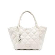 Gewatteerde Witte Leren Tote Tas Emporio Armani , White , Dames