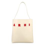 Ivoor Rood Medium Museum Tote Tas Marni , Beige , Dames