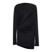 Zwarte Gedrapeerde Jurk Jacquemus , Black , Dames