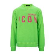 Heren Pullover Sweatshirt met 'Icon' Print Dsquared2 , Green , Heren