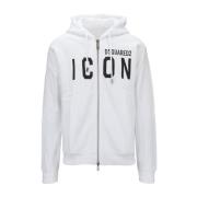 Heren Zip Hoodie met Brand Print Dsquared2 , White , Heren