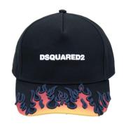 Vlam Detail Baseball Cap Fibbia Dsquared2 , Black , Unisex