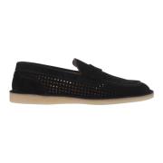 Geperforeerde leren loafers Zwart Ronde neus Dolce & Gabbana , Black ,...