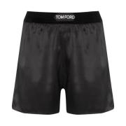 Zwarte Zijdeblend Logotaille Shorts Tom Ford , Black , Dames