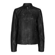 Klassieke Leren Bikerjas Zwart Notyz , Black , Dames