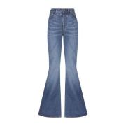 Denim Flared Jeans met Geborduurd Detail Chloé , Blue , Dames