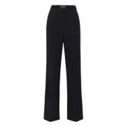 Wijde Pijp Cropped Broek Elisabetta Franchi , Black , Dames