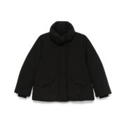 Zwarte Gewatteerde Donsjas met Logo Woolrich , Black , Dames