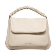 Beige Leren Handtas met Enkele Handgreep Orciani , Beige , Dames