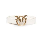 Wit Leren Logogesp Riem Pinko , White , Dames