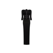 Rose Embellished Harness Maxi Dress Roberto Cavalli , Black , Dames