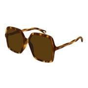 Donker Havana Zonnebril Bruin Getint Chloé , Brown , Dames