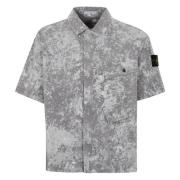 Grijze Overshirt Korte Mouw Rits Voorkant Stone Island , Gray , Heren