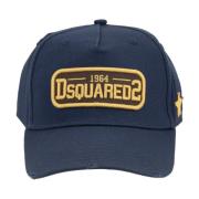 Logo Patch Baseball Cap Distressed Visor Dsquared2 , Blue , Unisex