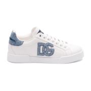 Witte Veterschoenen met Logodetails Dolce & Gabbana , White , Dames