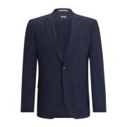 Slim Fit Wollen Jas in Blauw Hugo Boss , Blue , Heren