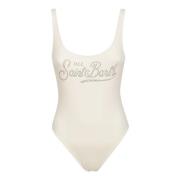 Badpak met voorprint en logodetail MC2 Saint Barth , Beige , Dames